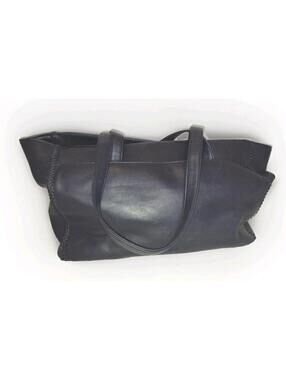 ESPRIT Vintage Navy Pebbled Leather Tote Bag 21" Soft Unstructured Shoulder Bag